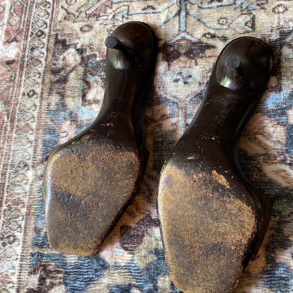 These are Gucci mules. Dark brown leather. They are used but in great condition. - Picture 3 of 7